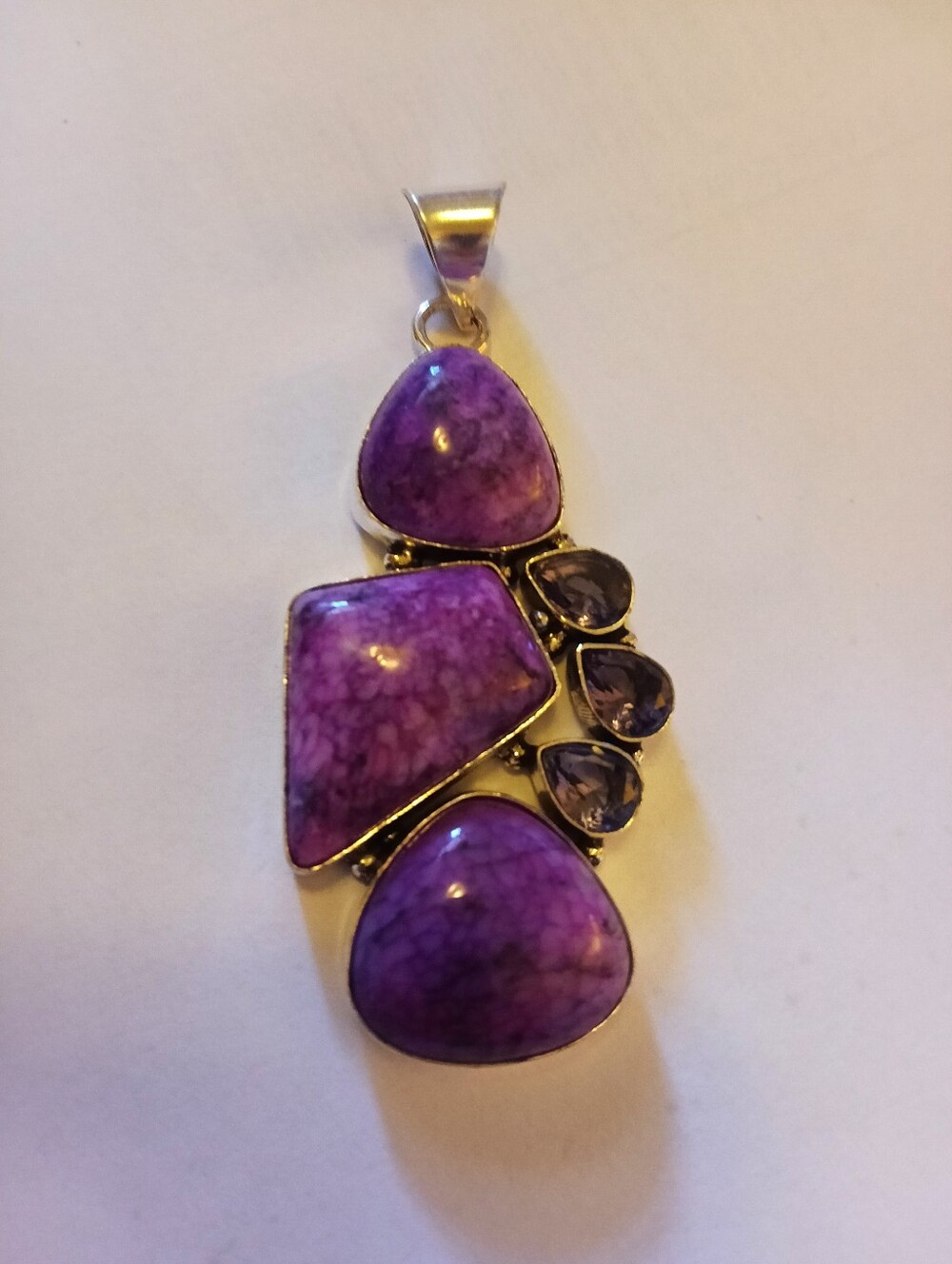 Dendrite Opal Amethyst Sterling Silver Gemstone Pendant - Picture 2 of 5
